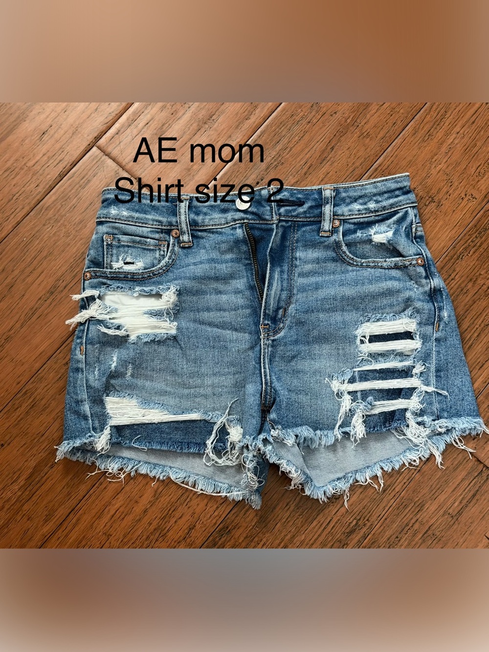 American Eagle Outfitters Distressed Mom Denim Shorts - Light Blue